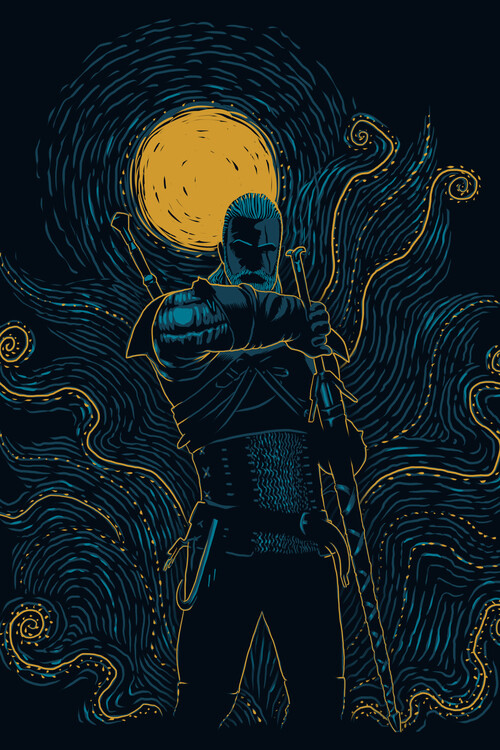 Canvas Print Post-impressionist White Wolf