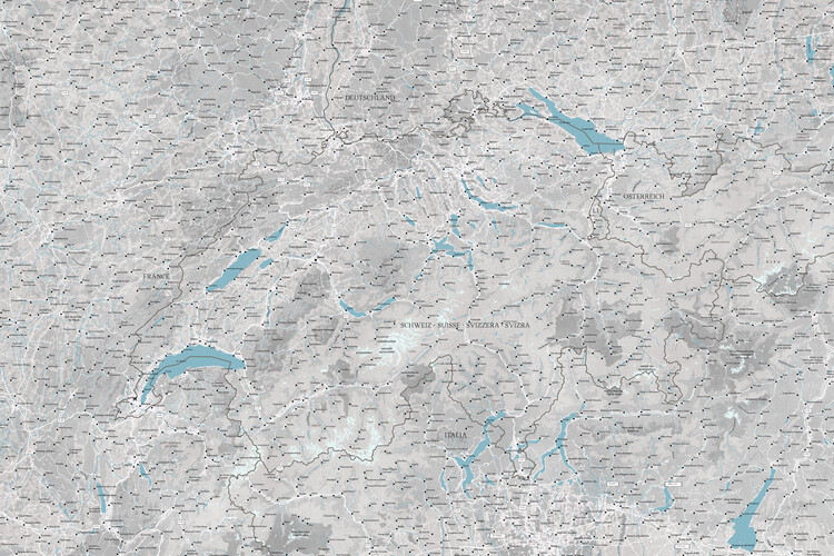 Poster Detailed Switzerland map with bordering countries