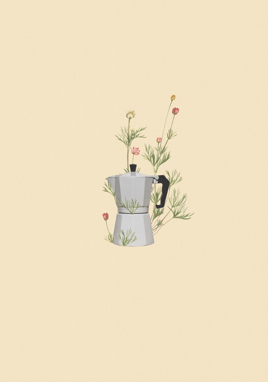 Poster Floral moka express coffee