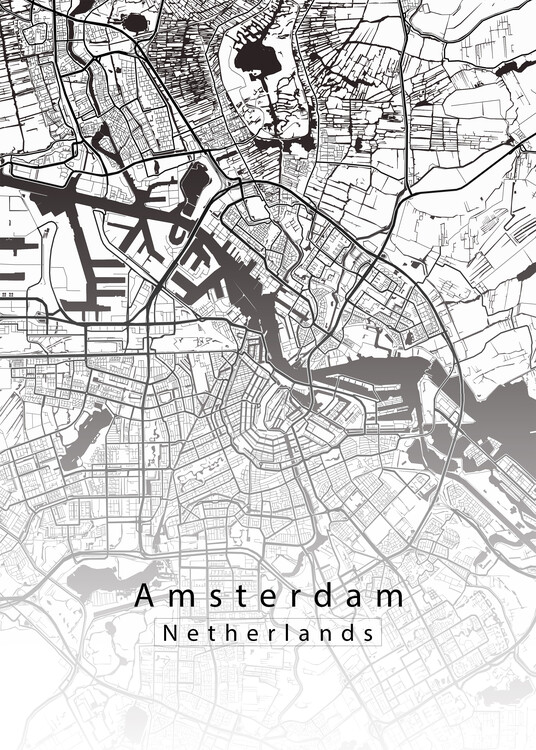 Plakat Amsterdam Netherlands City Map white