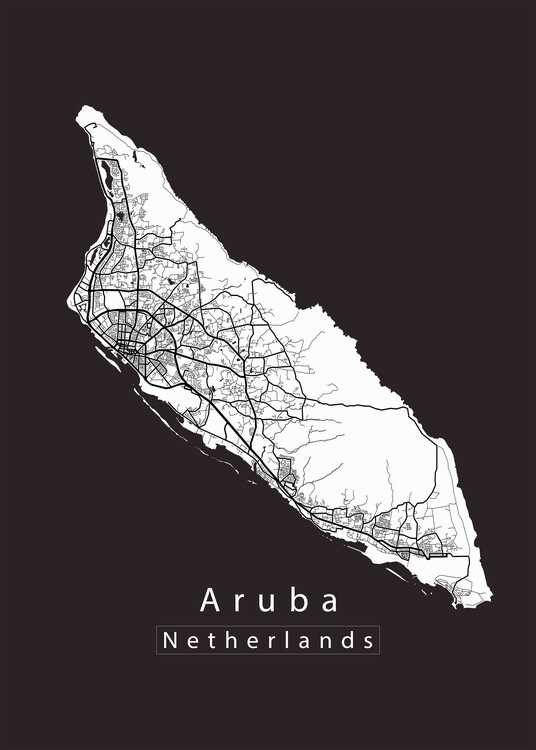 Plakat Aruba Netherlands City Map white