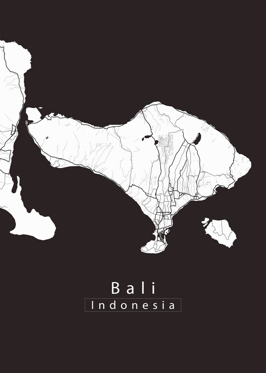 Plakat Bali Indonesia Island Map white