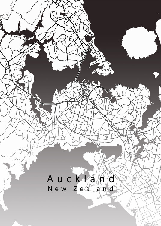 Plakat Auckland New Zealand City Map white