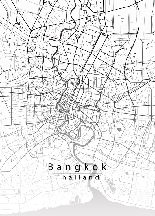 Poster Bangkok Thailand City Map white