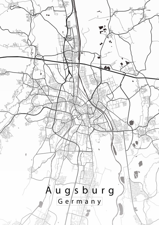 Plakat Augsburg Germany City Map white