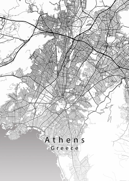 Plakat Athens Greece City Map white