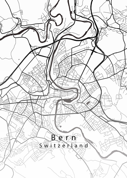 Plakat Bern Switzerland City Map white