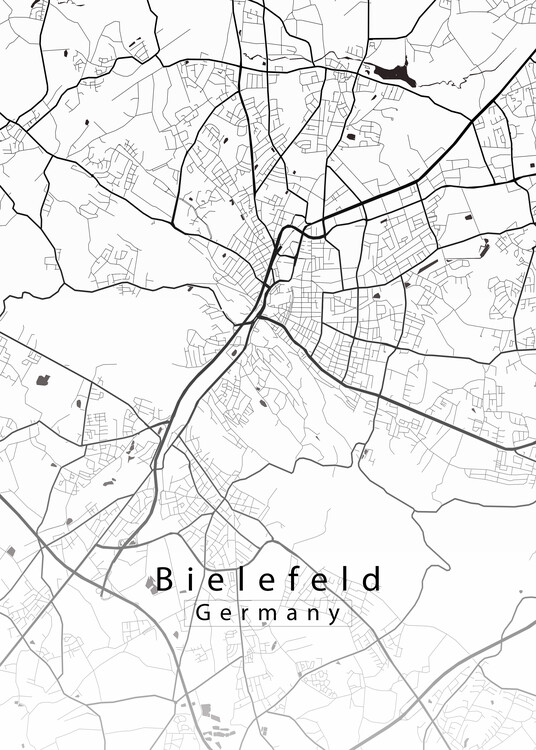 Canvastavla Bielefeld Germany City Map white