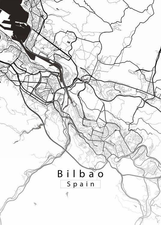 Plakat Bilbao Spain City Map white