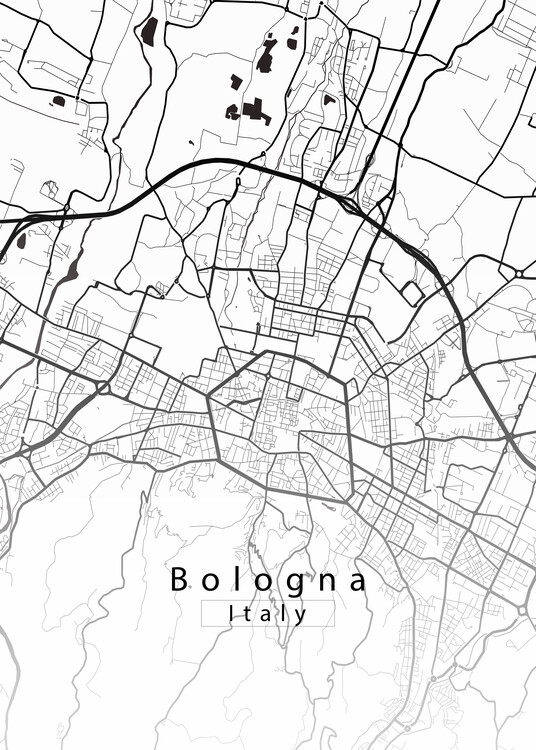 Plakat Bologna Italy City Map white