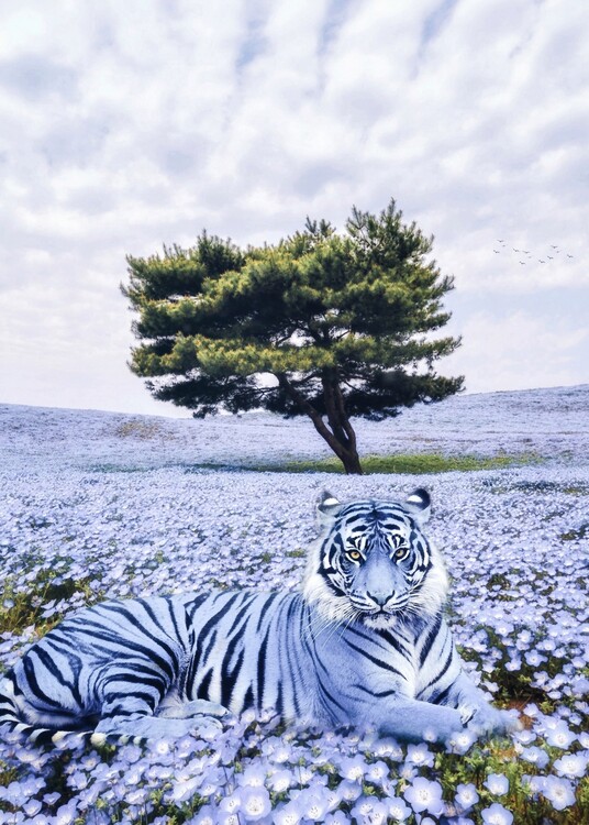 Poster Purple Tiger and the Green Tree