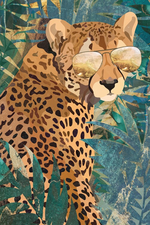 Poster Moviestar Cheetah in the gold and green jungle