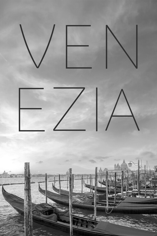 Juliste VENICE Gondolas & Santa Maria della Salute | Text & Skyline