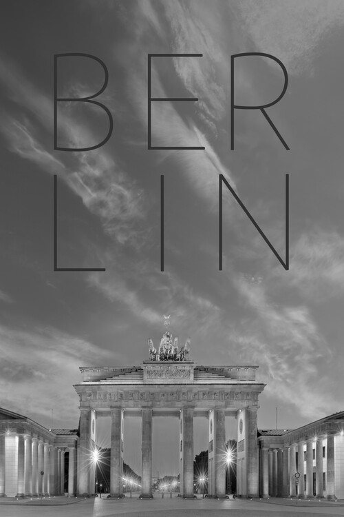 Juliste BERLIN Brandenburg Gate | Text & Skyline
