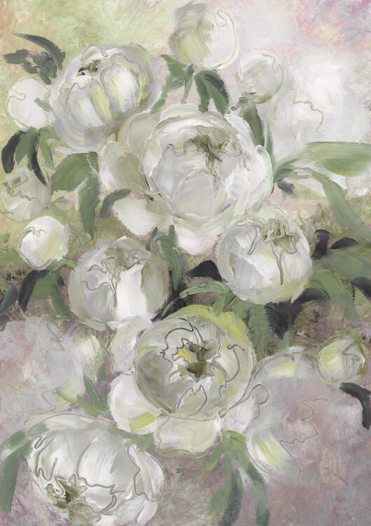 Poster Sady painterly florals in green