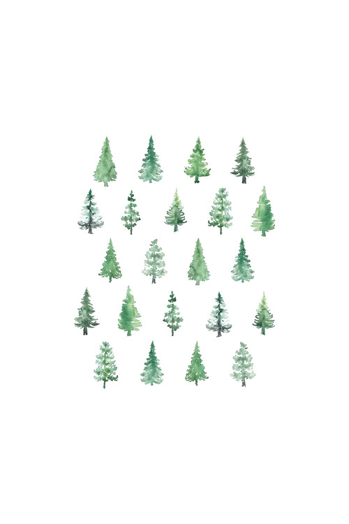Poster Watercolor pine trees