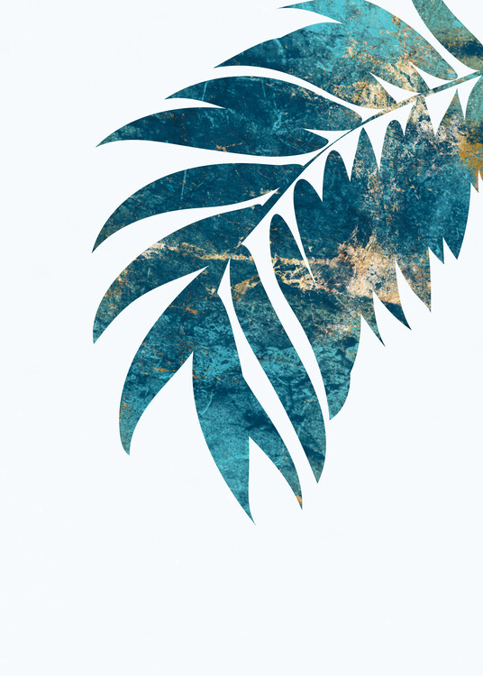 Плакат Golden Palm Leaf Blue