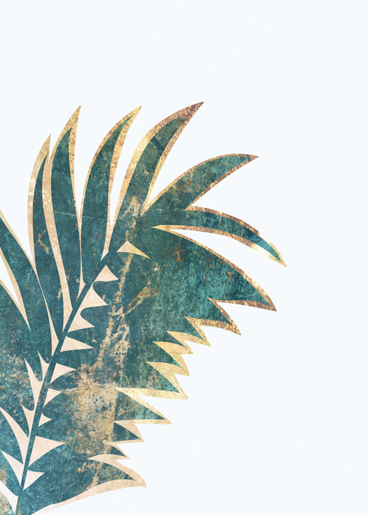 Плакат Golden Palm Leaf Teal