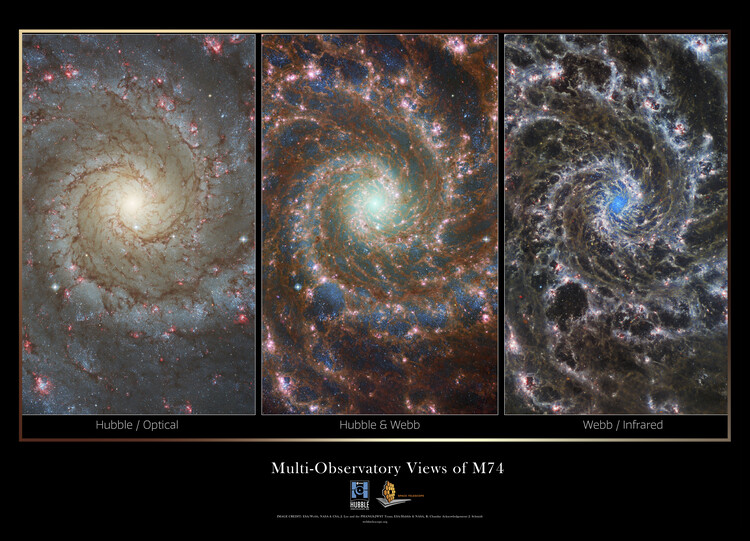 Αφίσα Multi-Observatory Views of M74 - James webb/Hubble/infrared