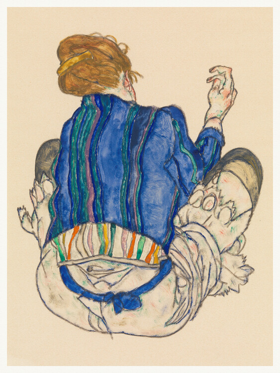 Levně Plakát, Obraz - Seated Woman, Back View, Egon Schiele, 30 × 40 cm