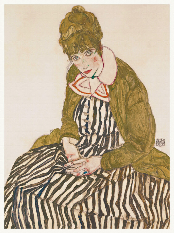Poster Edith, Lady in a Striped Dress, Egon Schiele | Wall Art | 3+1 FREE | Abposters.com Poster Edith, Lady in a Striped Dress, Egon Schiele | Wall Art | 3+1 FREE | Abposters.com