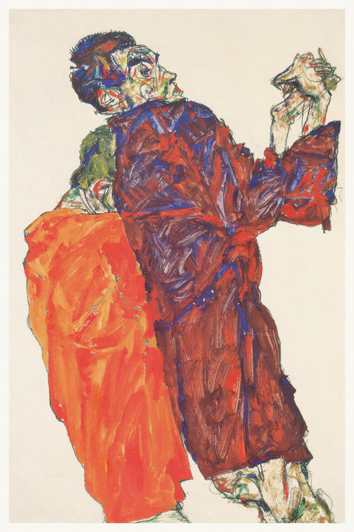 Levně Plakát, Obraz - Man in a Green Shirt, Egon Schiele, 26.7 × 40 cm