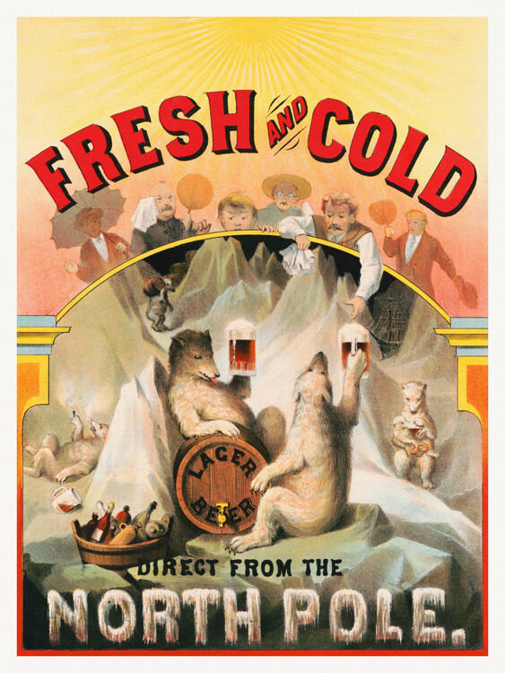 Poster Fresh & cold Lager Beer direct from the North Pole (Advert)