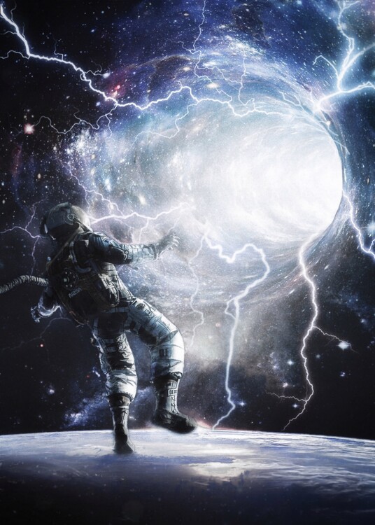 Poster Wormhole Space Thunderstorm Lightning
