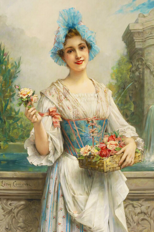 Poster The Flower Seller (Female Portrait) - Léon François Comerre