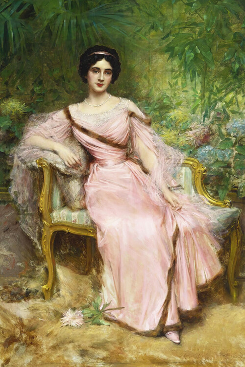 Póster Girl in the garden (Female Portrait) - Léon François Comerre