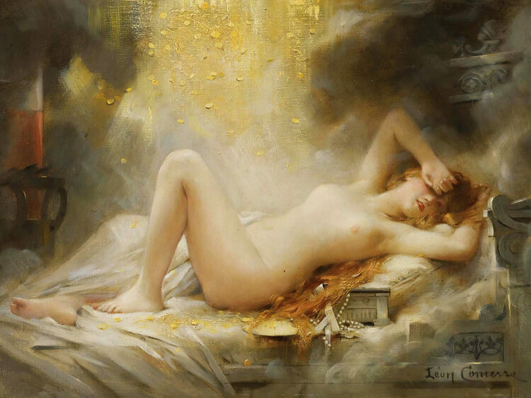 Póster Danae & The Shower of Gold (Nude) - Léon François Comerre