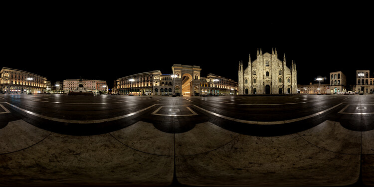 Poster Piazza del Duomo panoramic, 360, Milan, Italy