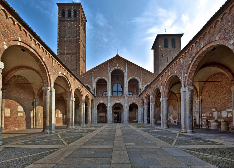 Poster Interior of Basilica di Sant'Ambrogio church, Milano, Italy