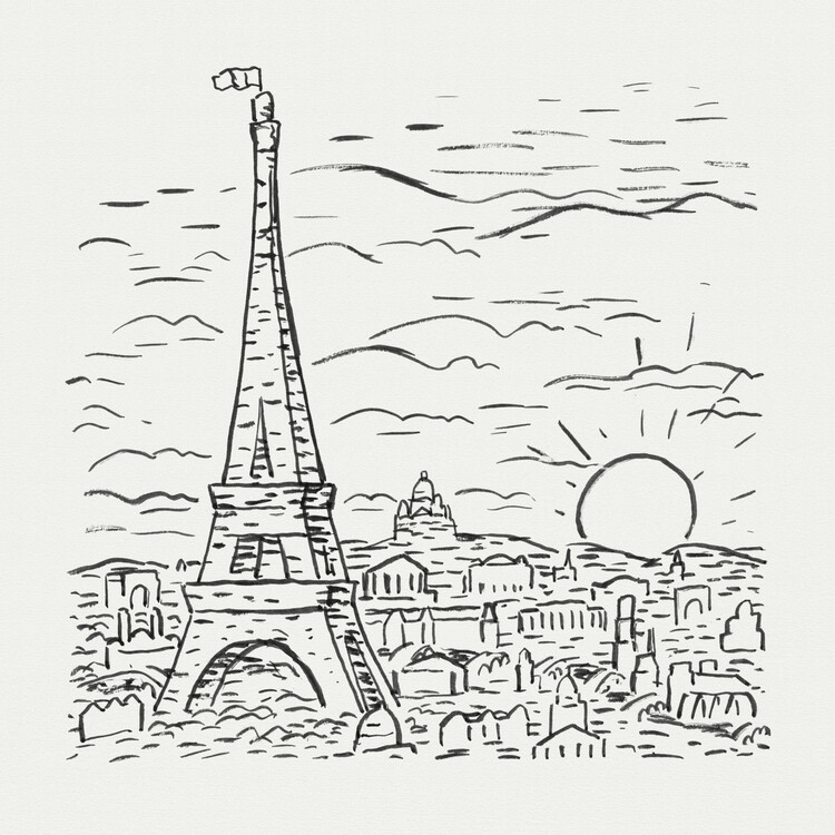 Плакат View of the Eiffel Tower in Paris (Graphic) - Leo Gestel