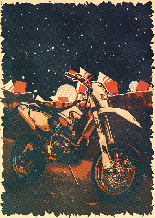 Poster Trail Motorcycle Vintage Illustration