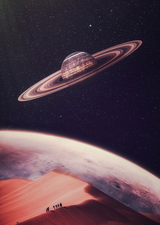 Plagát Desert Dune Space Rings Planet