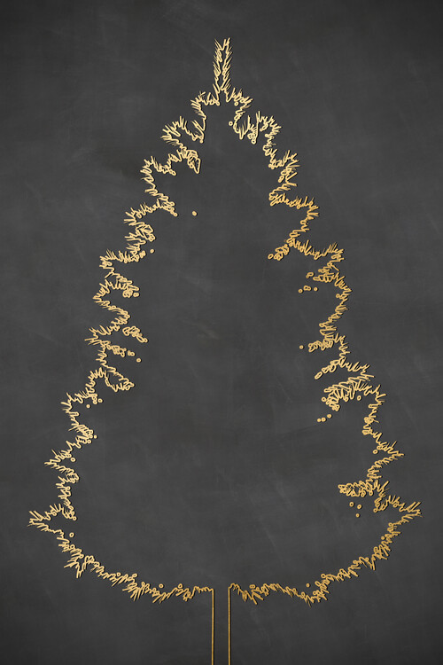 Плакат Gold-outlined chalkboard christmas tree