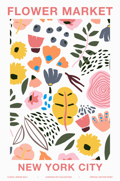 Poster Flower Market, New York City (Pretty Retro Floral Advert)
