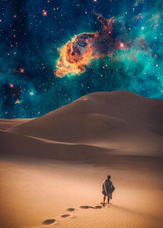 Plagát Desert Poncho and Galaxy Beauty