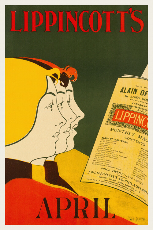 Poster Lippincott's April Edition, 1895 - William Carqueville