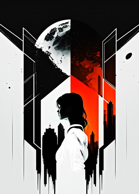 Poster Space minimalism white and black