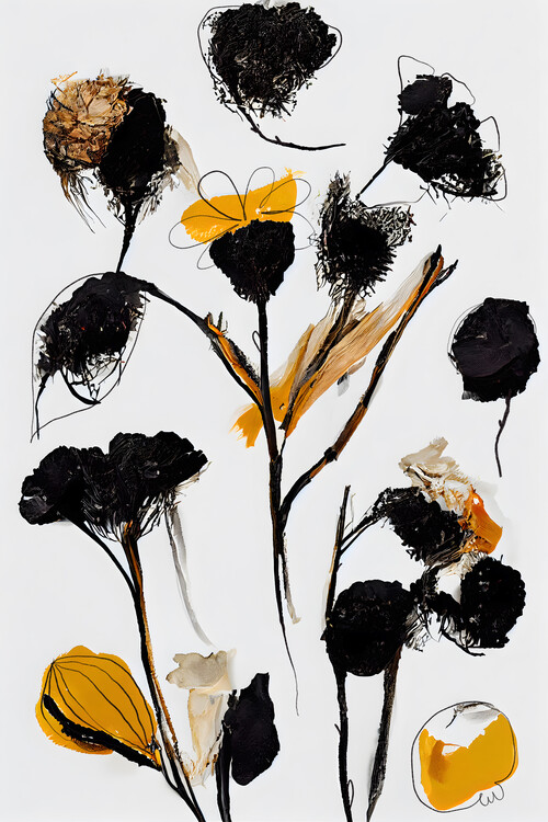 Poster Black Dry Flowers