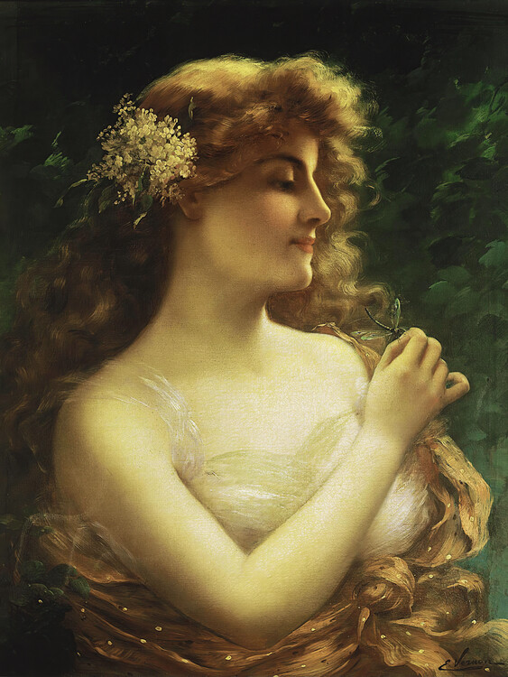 Poster The Dragonfly (Vintage Female Portrait) - Emile Vernon