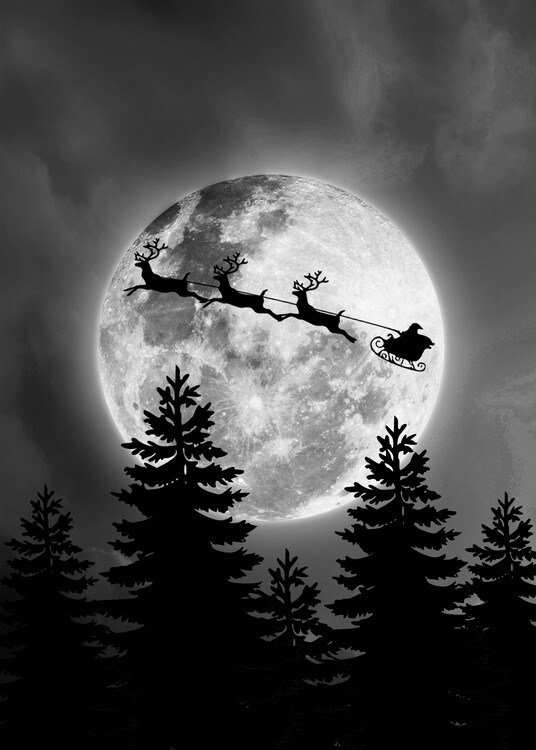 Poster Christmas Silhouettes Santa