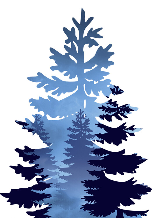 Poster Double Exposure Pine Tree Christmas