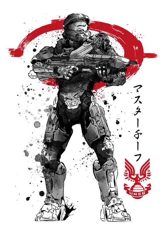 Poster Master Chief sumi-e