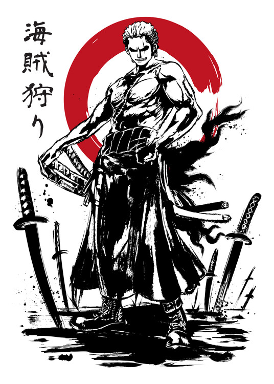 Poster Pirate Hunter Swordsman sumi-e