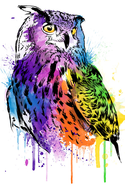 Poster Owl watercolor