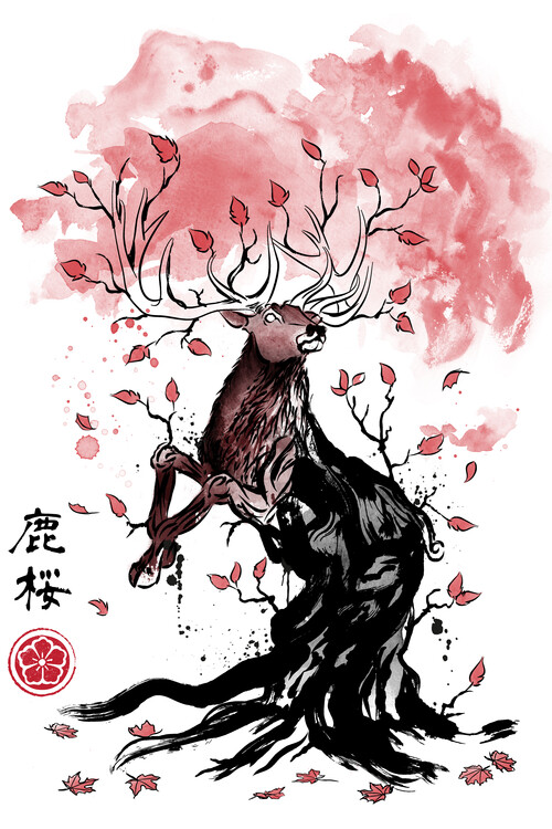 Canvas Print Deer Tree