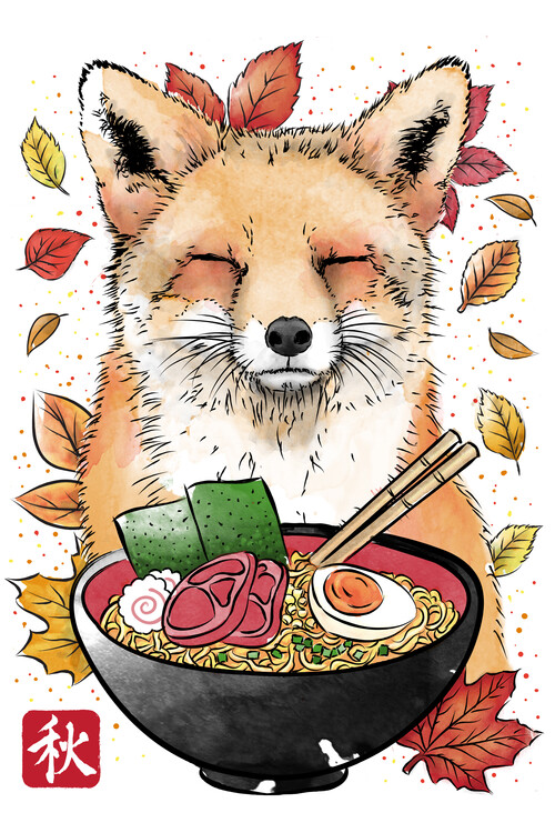 Poster Fox Leaves and Ramen